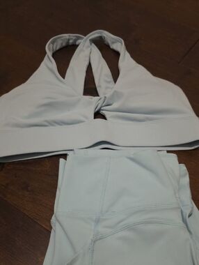 Fabletics PureLuxe Light Blue Active Bra And Leggings